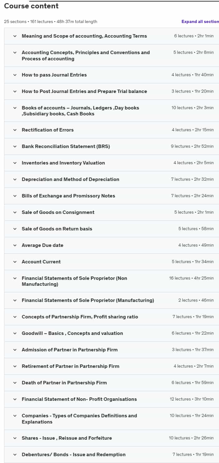 Course topics · Udemy — Accounting- Complete course – From Beginner to Advanced 2021-5