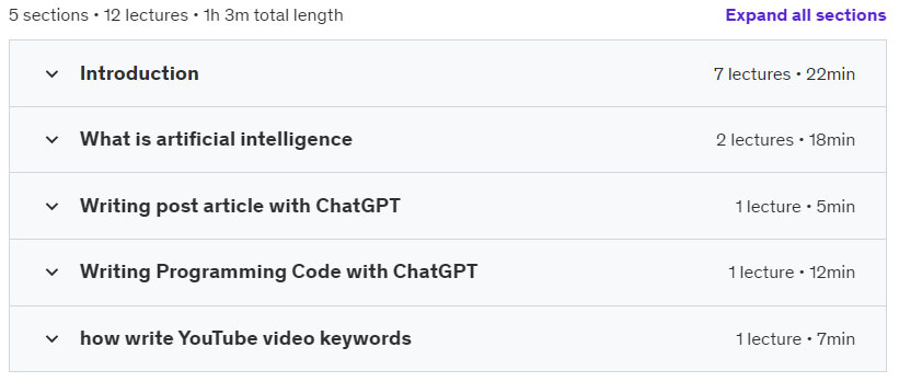Course topics · ChatGPT artificial Intelligence Tutorial How use ChatGPT 2023-1