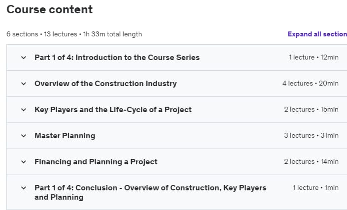 Course topics · Udemy — Construction Management Fundamentals – Part 1 of 4 2020-10