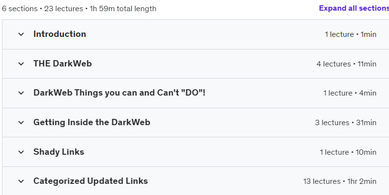 Course topics · Udemy — Exploring The DarkWeb || ALL LINKS REVEAL 2023-8
