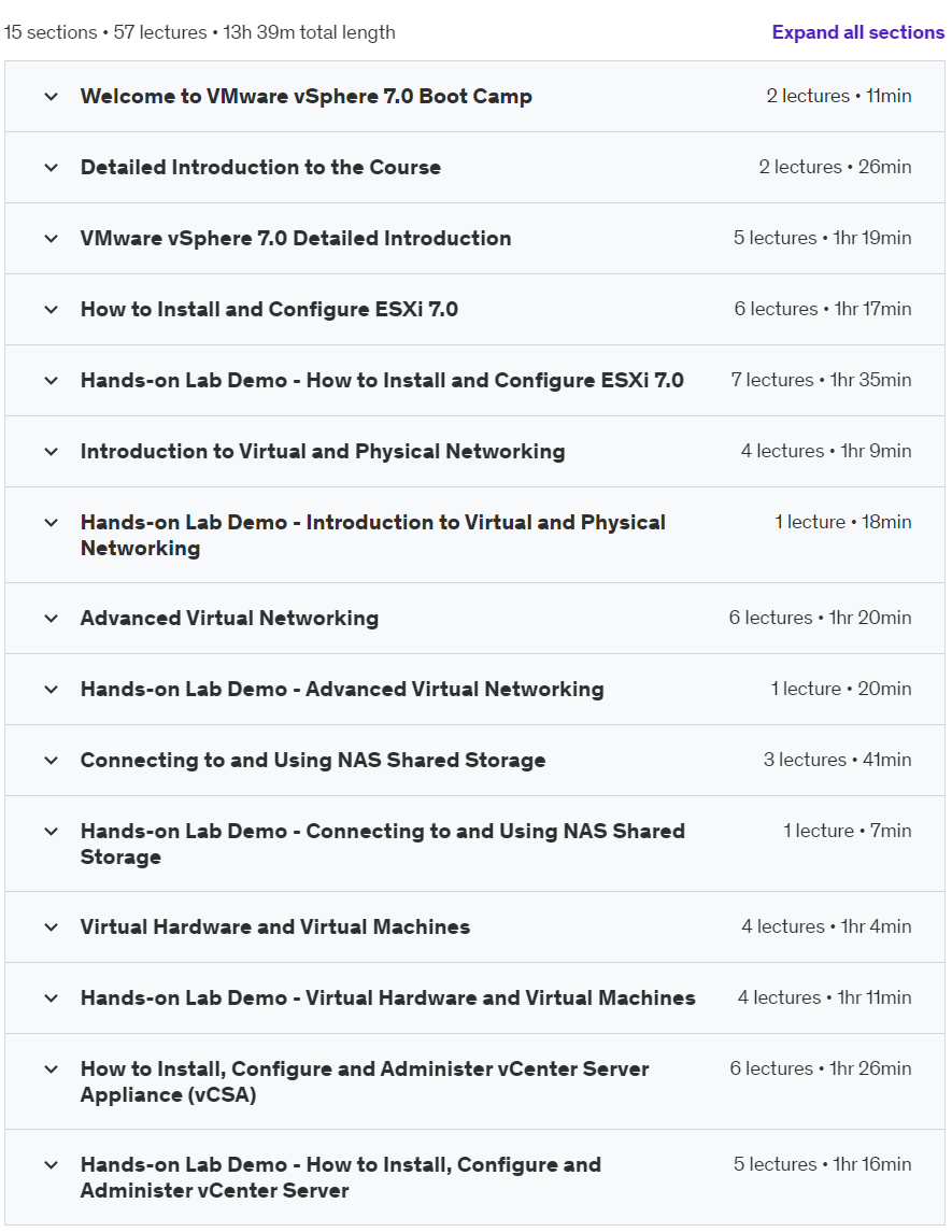 Course topics · Mega Course – VMware vSphere 7.0 Boot Camp – Part 1 w. Ebook 2022-2