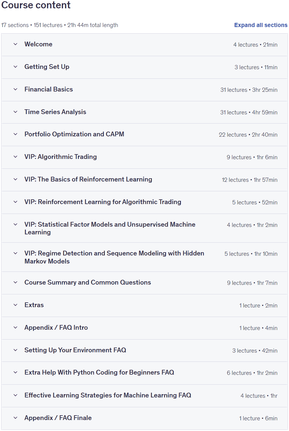 Course topics · Udemy — Financial Engineering and Artificial Intelligence in Python 2025-9