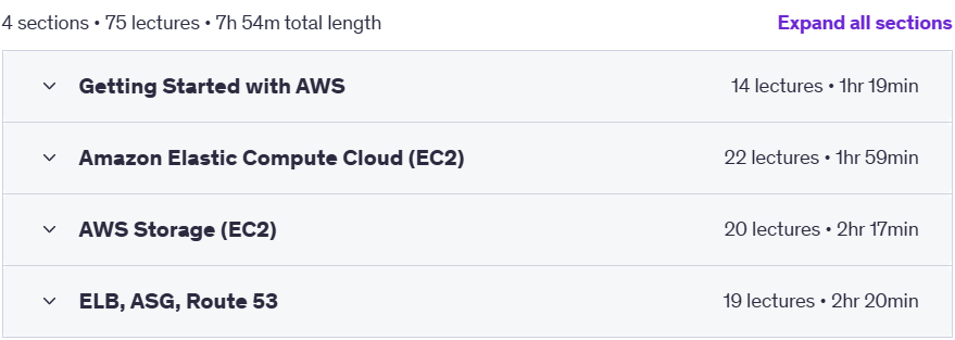 Course topics · Udemy — AWS: Elastic Load Balancing with Auto Scaling Groups 2023-1