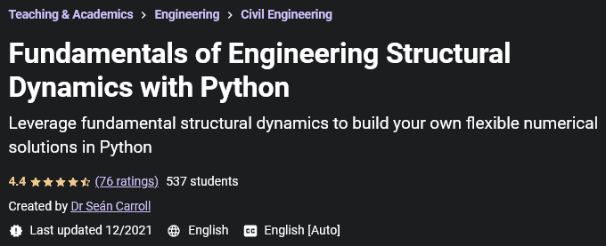 Pictures · Udemy — Fundamentals of Engineering Structural Dynamics with Python 2021-8