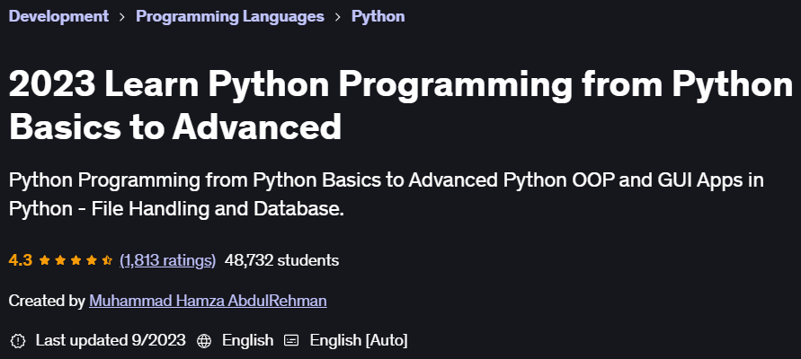 Pictures · Udemy — 2023 Learn Python Programming from Python Basics to Advanced 2022-11