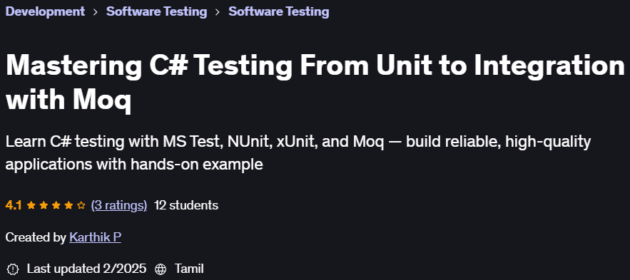Pictures · Udemy — Mastering C# Testing From Unit to Integration with Moq 2025-1