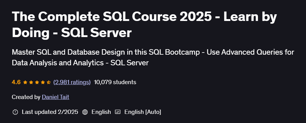 Pictures · Udemy — The Complete SQL Course 2025 – Learn by Doing – SQL Server 2025-2