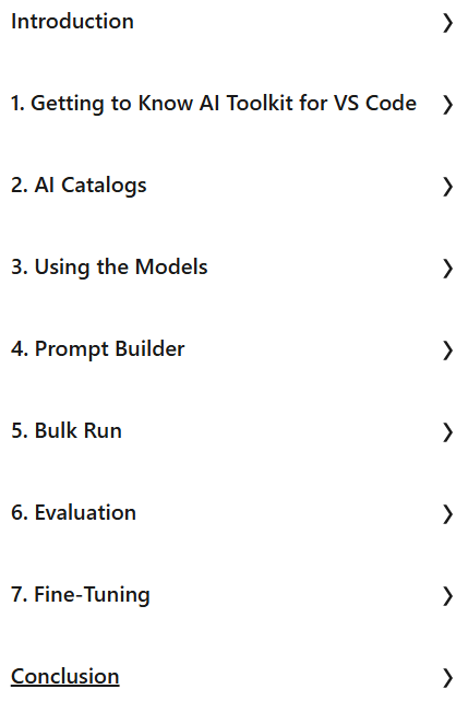 Course topics · LinkedIn — AI Toolkit Essentials for Visual Studio Code 2025-8