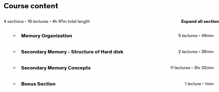 Course topics · Udemy — Computer Architecture & Organization Part 2 : Hard Disk 2023-2