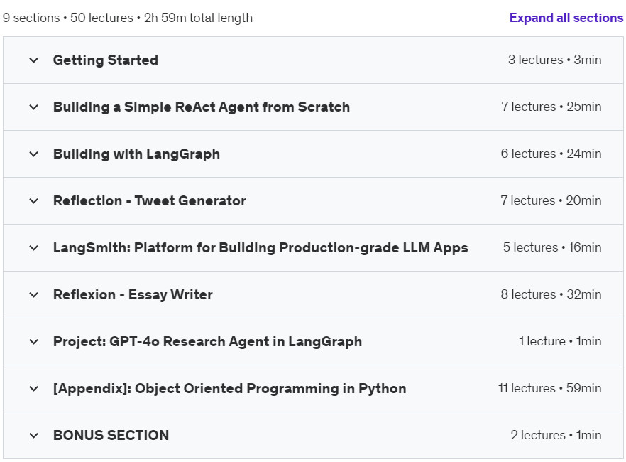 Course topics · Udemy — LangGraph Mastery: Develop LLM Agents with LangGraph 2024-8