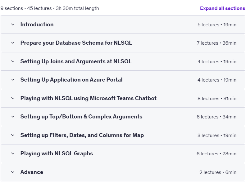 Course topics · Udemy — AI Automation – Chat with Databases without SQL [No-Code] 2024-6