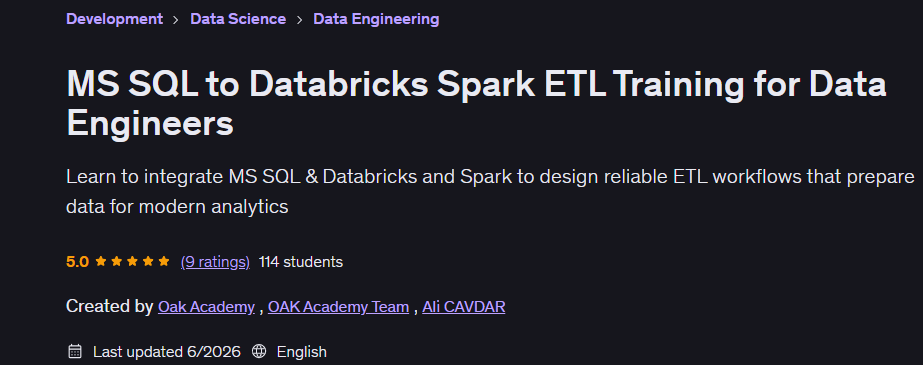 이미지 · MS SQL 데이터 엔지니어를 위한 Databricks Spark ETL 교육 2026-4