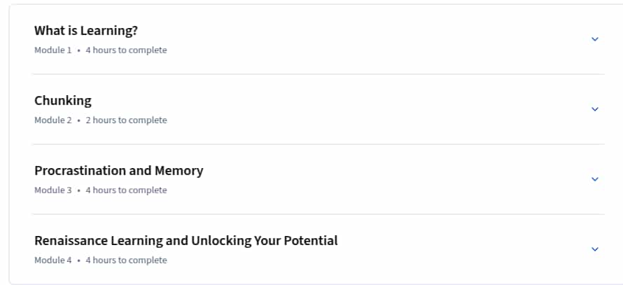 Course topics · Coursera — Learning How to Learn: Powerful mental tools to help you master tough subjects 2025-9