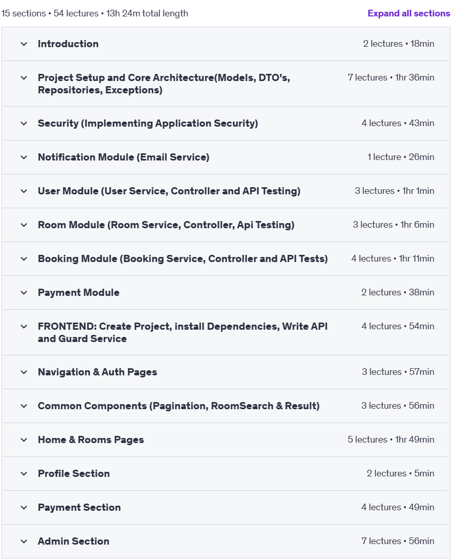 Course topics · Build Hotel Booking App Using SpringBoot, React,Payment 2025 2025-2
