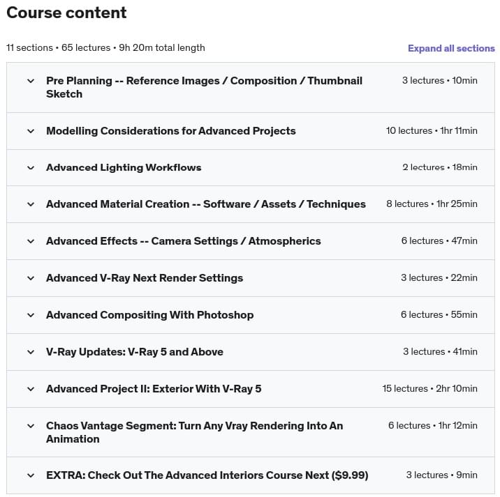 Course topics · Udemy — 3ds Max + Vray: Ultimate Architectural Exteriors Course 2022-8