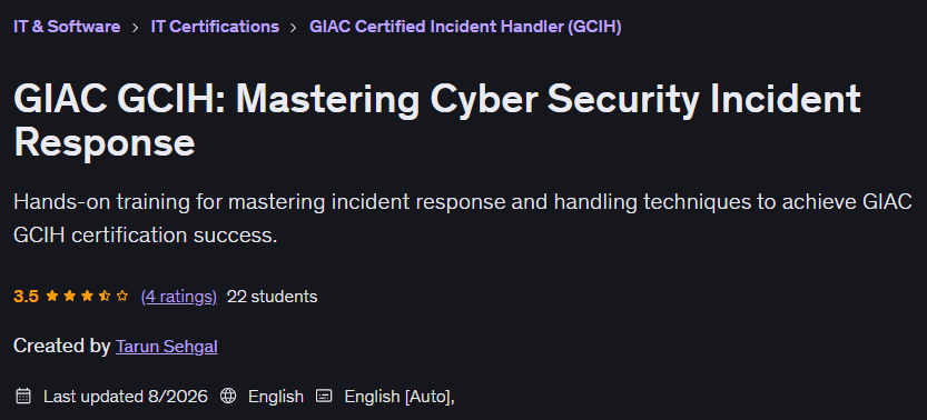 Bilder · GIAC GCIH: Mastering Cyber Security Incident Response 2026-1