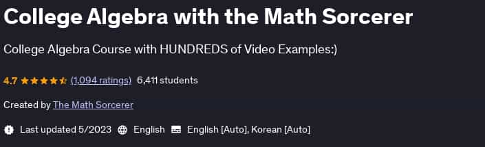 Pictures · Udemy — College Algebra with the Math Sorcerer 2023-5