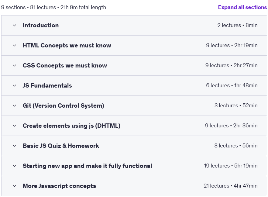 Course topics · Udemy — Become a WEB Developer from Scratch, step by step Guide 2023-8