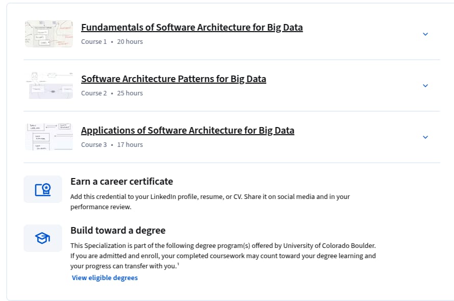 कोर्स के विषय · Big Data Specialization के लिए सॉफ्टवेयर आर्किटेक्चर 2026-1