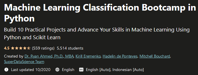 Pictures · Udemy — Machine Learning Classification Bootcamp in Python 2020-10