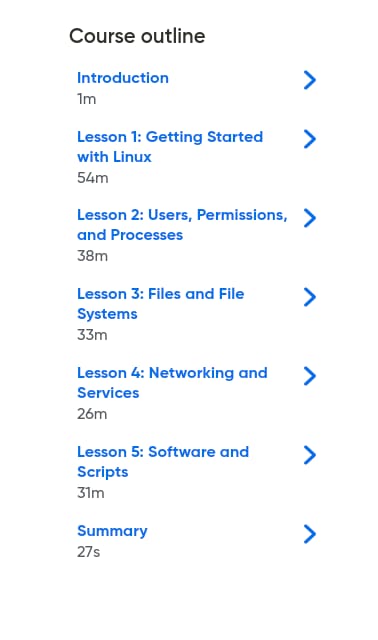 Course topics · Oreilly — Learning Linux 2025-7
