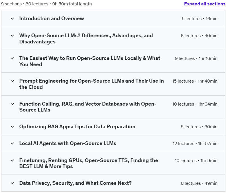 Course topics · Open-source LLMs: Uncensored & secure AI locally with RAG 2024-8