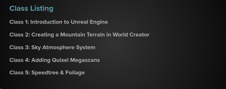 Course topics · FXPHD — Unreal Engine Bootcamp – Part 1 2023-7