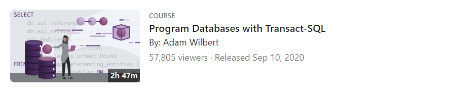 Pictures · LinkedIn — Program Databases with Transact-SQL 2020-9