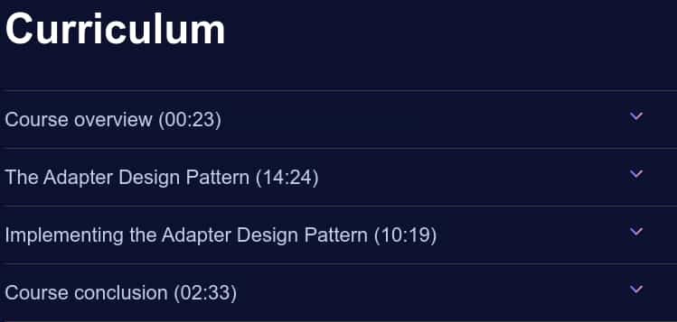Course topics · Dometrain — Design Patterns in C#: Adapter 2024-11