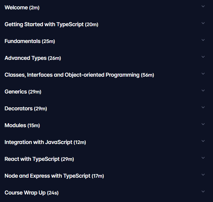 Course topics · Code with Mosh — The Ultimate TypeScript Course 2022-7