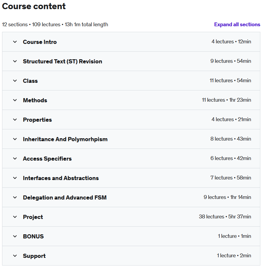 Course topics · PLC Object Oriented Programming :Advanced Infrastructure 2022-4