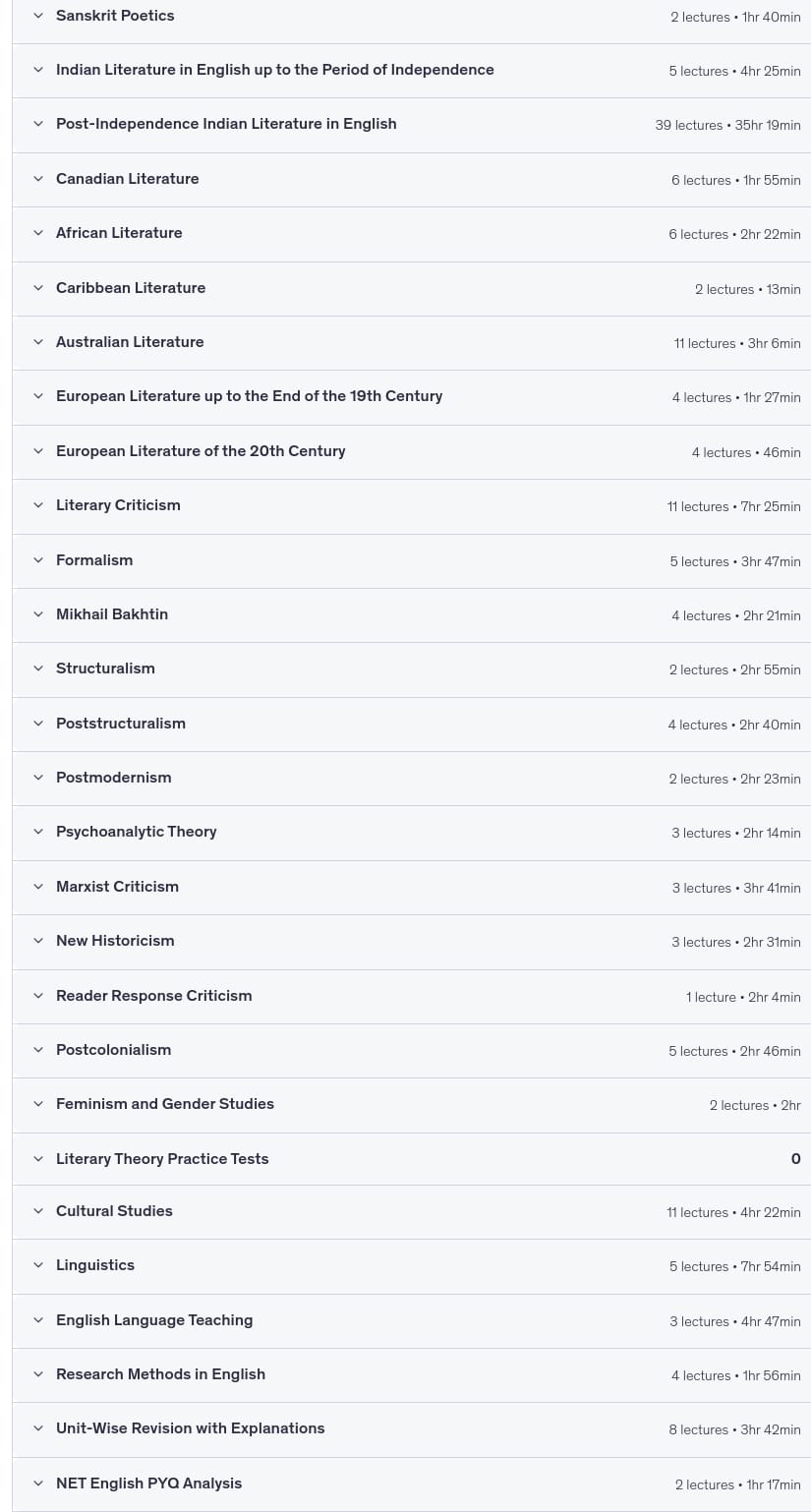 Course topics · NET ENGLISH COMPLETE COURSE 2025-7