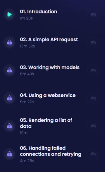 Course topics · CodeCourse – API Requests with Flutter 2021-2