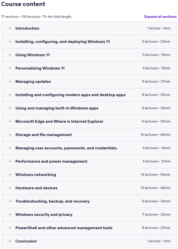 کورس کے موضوعات · Windows 11 Made Easy: تمام صارفین کے لئے جامع تربیت 2025-6
