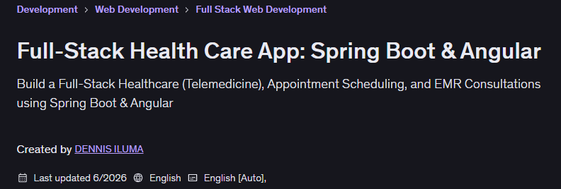 الصور · تطبيق الرعاية الصحية الكاملة: Spring Boot & Angular 2026-1