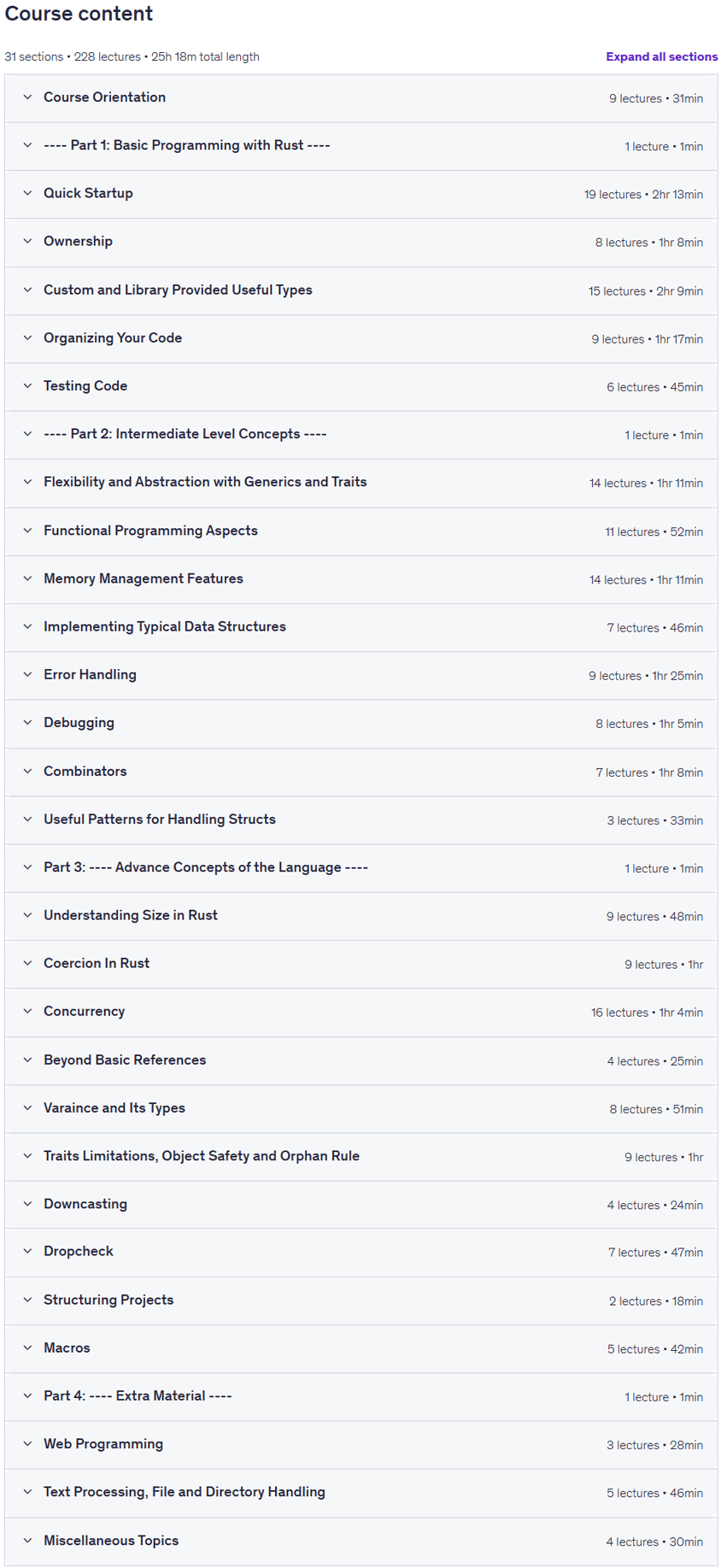 Course topics · Rust Programming Course: From Beginner to Expert 2.0 2026-7