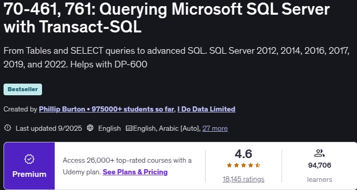 चित्र · 70-461, 761माइक्रोसॉफ्ट की मांग SQL सर्वर के साथ व्यापार-SQL 2025-9