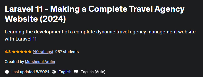 Pictures · Laravel 11 – Making a Complete Travel Agency Website (2024) 2024-8