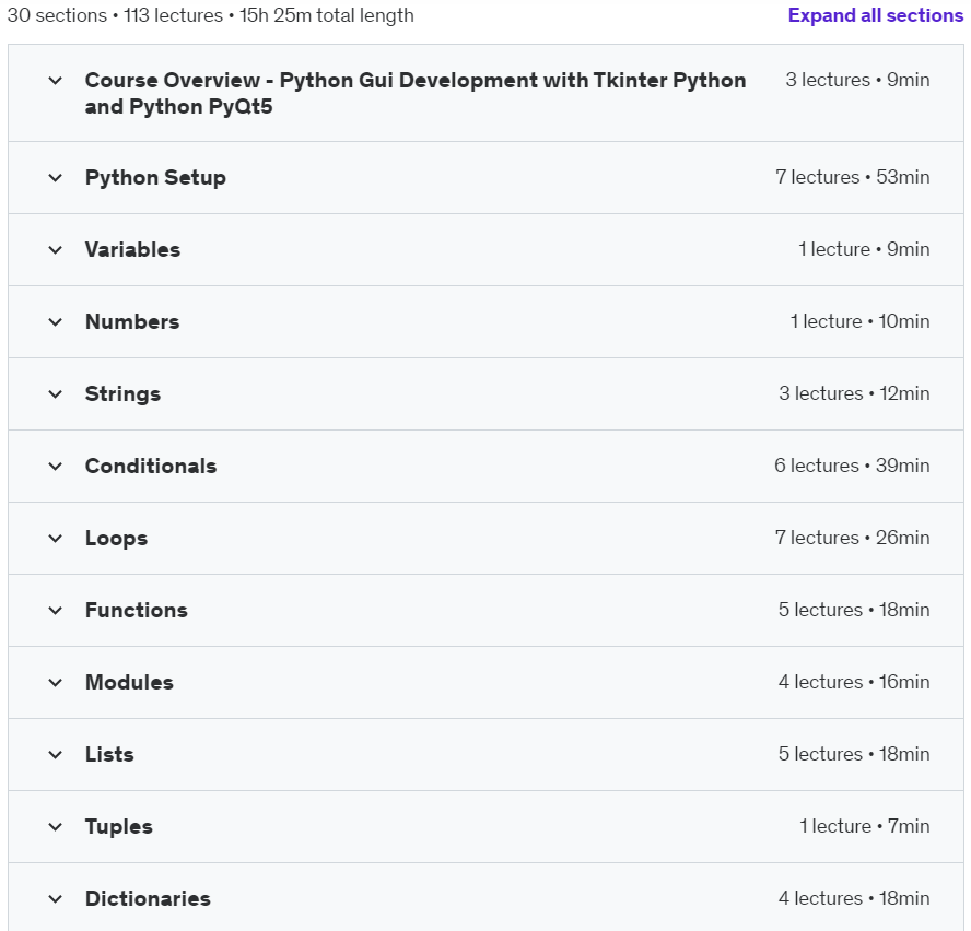 Course topics · Python Gui Development with Tkinter Python and Python PyQt5 2022-5