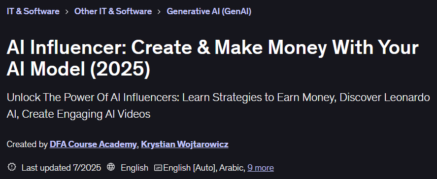 Pictures · Udemy — AI Influencer: Create & Make Money With Your AI Model (2025) 2025-4