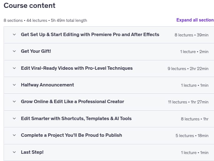 कोर्स के विषय · वीडियो संपादित करने के लिए संक्षिप्त रूप सीखें: Premiere Pro & After Effects 2025-10