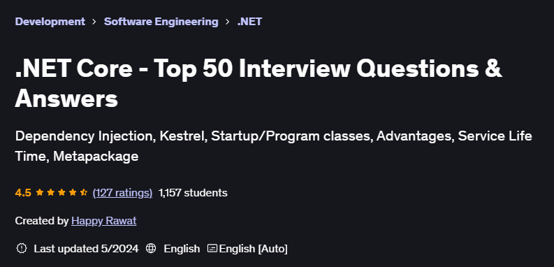 Pictures · Udemy — .NET Core – Top 50 Interview Questions & Answers 2024-5