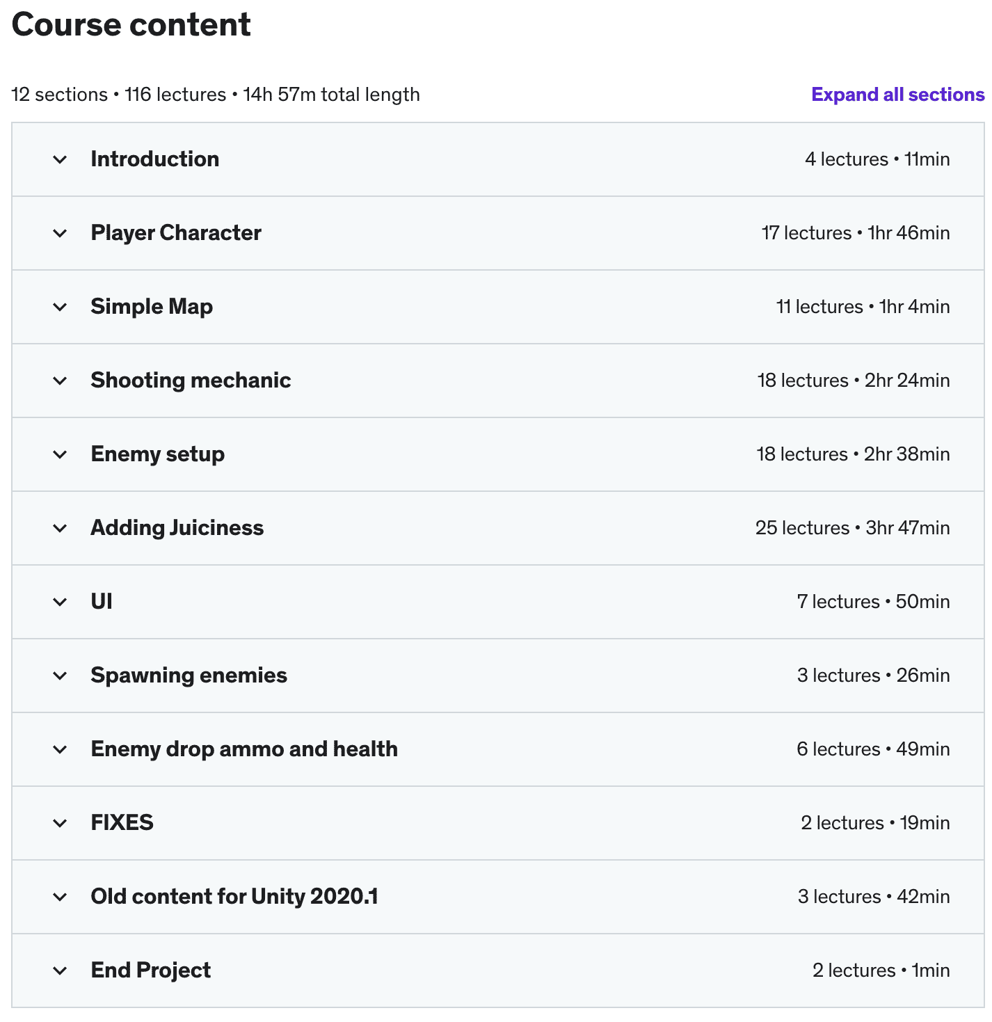 Course topics · Udemy — Unity 2020 URP Make a juicy 2d Shooter prototype 2021-12