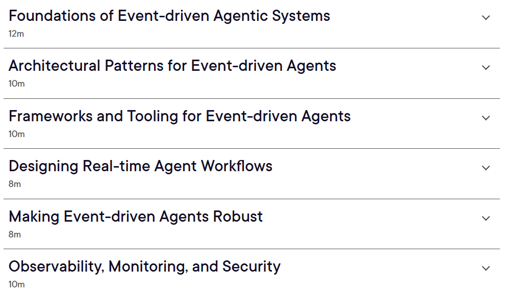 Course topics · Event-driven Agentic AI 2026-1