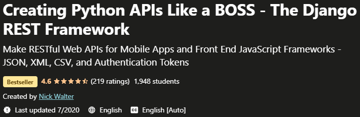 Pictures · Udemy — API Creating Python APIs Like a BOSS – The Django REST Framework 2020-7