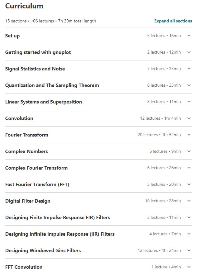 Course topics · Digital Signal Processing (DSP) From Ground Up™ in C 2023-2