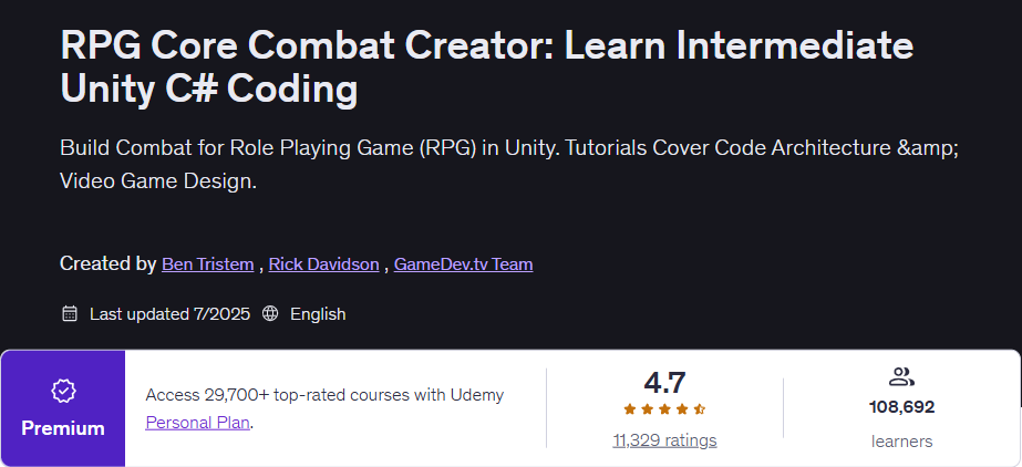 Изображения · RPG Core Combat Creator: Learn Intermediate Unity (Креатор ядерной борьбы: Узнай промежуточную единство) C# Кодирование 2025-7