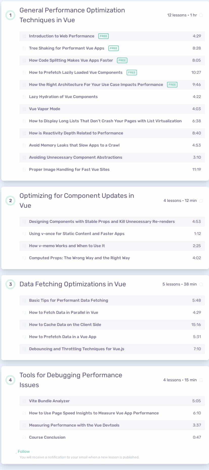 Course topics · Vueschool — The Ultimate Guide to Vue Performance 2025-2