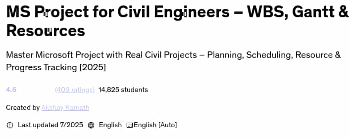 Pictures · Udemy — MS Project for Civil Engineers – WBS, Gantt & Resources 2025-7