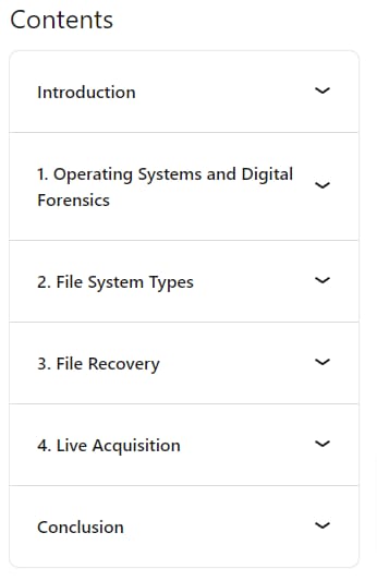 Course topics · Operating System Forensics 2024-9